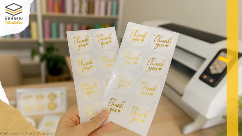 สติ๊กเกอร์ไดคัท ข้อความ Thank You สีทอง สำหรับติดบรรจุภัณฑ์และกล่องสินค้า แบรนด์ดูน่าเชื่อถือ